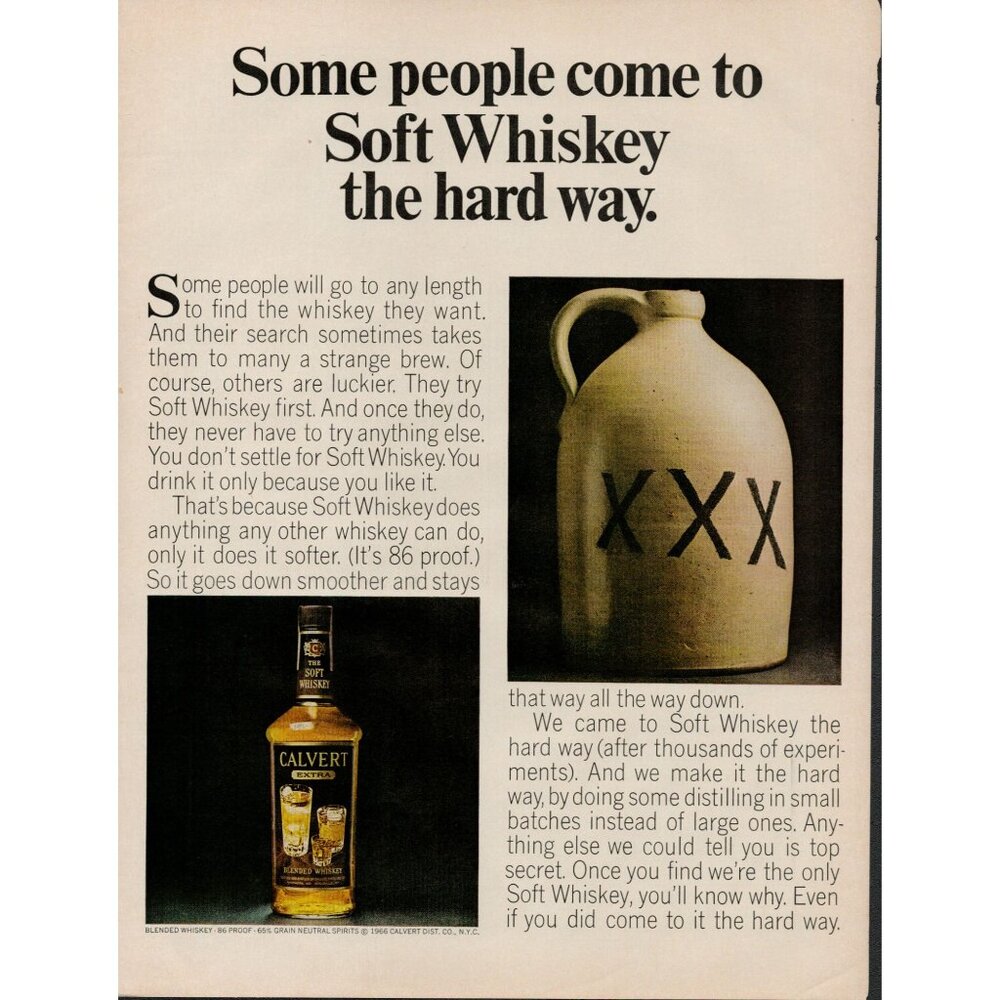 1966 Calvert Extra Blended Whiskey Vintage Print Ad (L4)